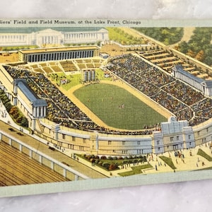 Soldiers Field Carte postale Chicago Field Museum Couleurs vintage