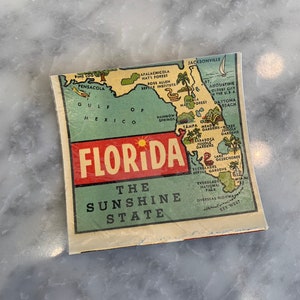 Florida Decal 1960’s 3 1/4” x 3 1/2” Original Sleeve Luggage Car Window Souvenir