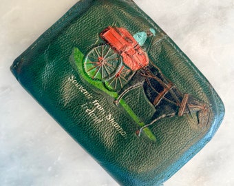 Shannon Ireland Coin Purse Green Leather Tooled Old