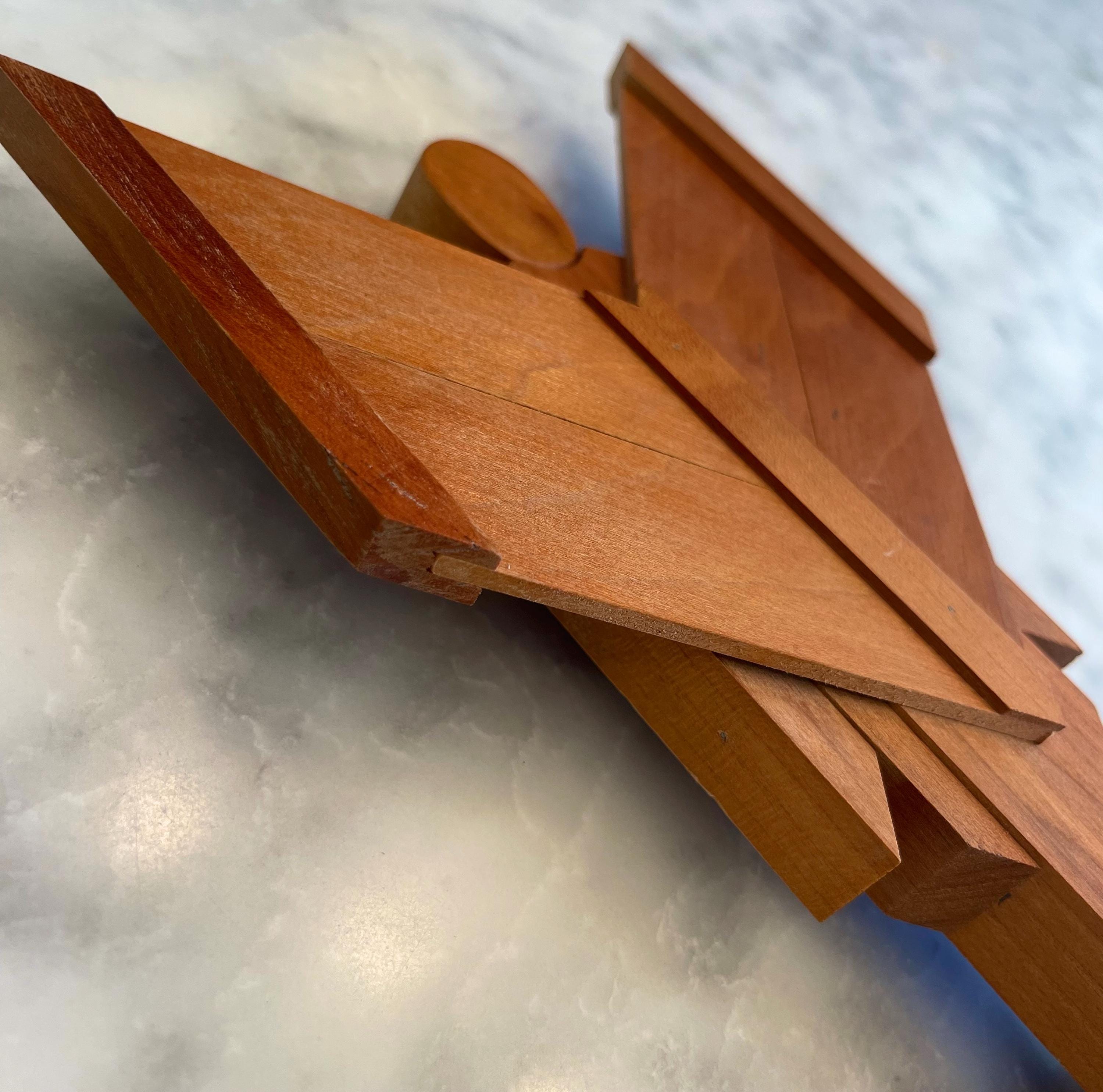 フォークアート ヴィンテージ 木製 天使像 手作り 滑らか 大型 高さ8 1