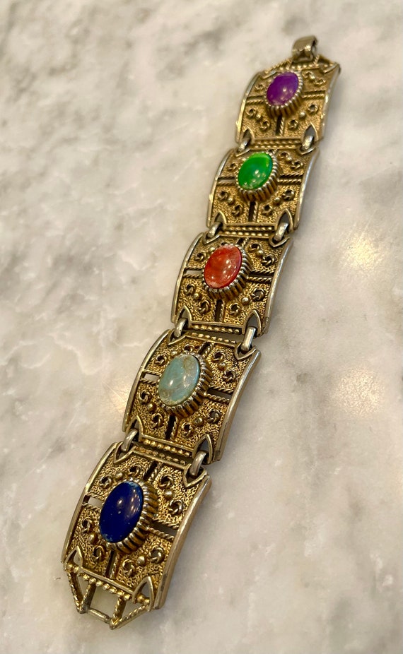 Sarah Coventry Bracelet Multicolor Stone and Gold 