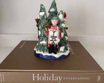 Vintage 1993 Fitz and Floyd "A Christmas Carol" Candlestick Holder - Carolers & Trees