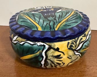 Talavera Castillo Mexican Pottery Lidded Bowl/Dish Trinket or Jewelry