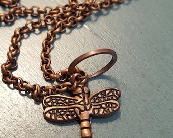 Copper Dragonfly Charm Necklace: Symbol of Change