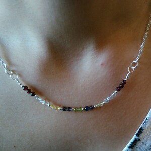 Gemstone Sterling Silver Necklace / Peridot Necklace / Citrine Necklace / Amethyst Necklace / Garnet Necklace / Crystal Quartz Necklace