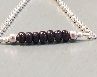 Midnight Blue Sapphire Bracelet: Sterling Silver Rolo Chain