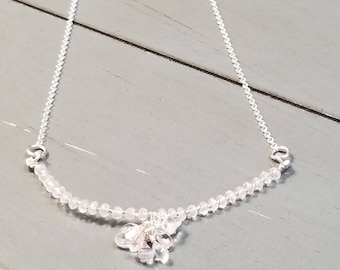 Sterling Silver Crystal Quartz Necklace: Faceted Briolette Gemstone Jewelry