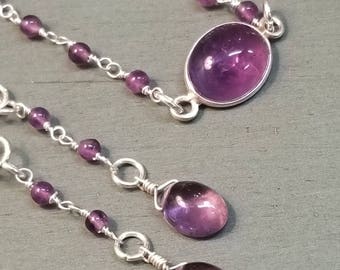Amethyst Jewelry Set: Natural Gemstone Bracelet and Earrings