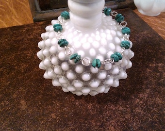 Turquoise Bracelet with Sterling silver plated links and toggle closure