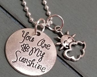 You Are My Sunshine Charm Necklace: Sentimental Sun & Cloud Jewelry