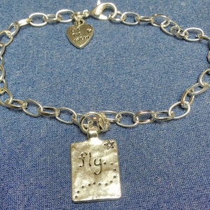 Silver charm bracelet / Dragonfly Charm / Inspirational Charm / Charm Jewelry / Heart Charm