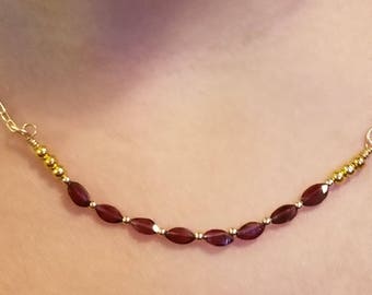 Marquise Garnet Necklace: 14k Gold Filled January Birthstone Jewelry