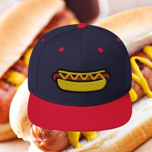 Hotdog Premium Snapback Hat, Embroidered Baseball Cap Foodie Hot Dog Snapback Hat Food Cap 4th of July Hat Baseball Cap Hotdog Cap image 3