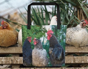 Chicken Tote Bag, Eggs Grocery Market Reusable Farmers Chicken Gardening Aesthetic Cottagecore Garden Farmcore Lover Gift Trendy Farm Animal