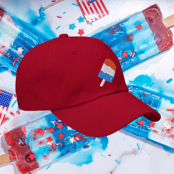 USA Popsicle Hat, Dad Cap 4th of July Hat Red White Blue Patriotic Funny Patriot America God Bless Flag Summer Ice Cream Truck Party Charm