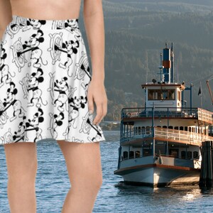 Steamboat Willie Skater Skirt, Willy vintage retro dress hoodie magical mouse 1928 animation nautical Adult Walt 100 Years Dresses Mickey image 6