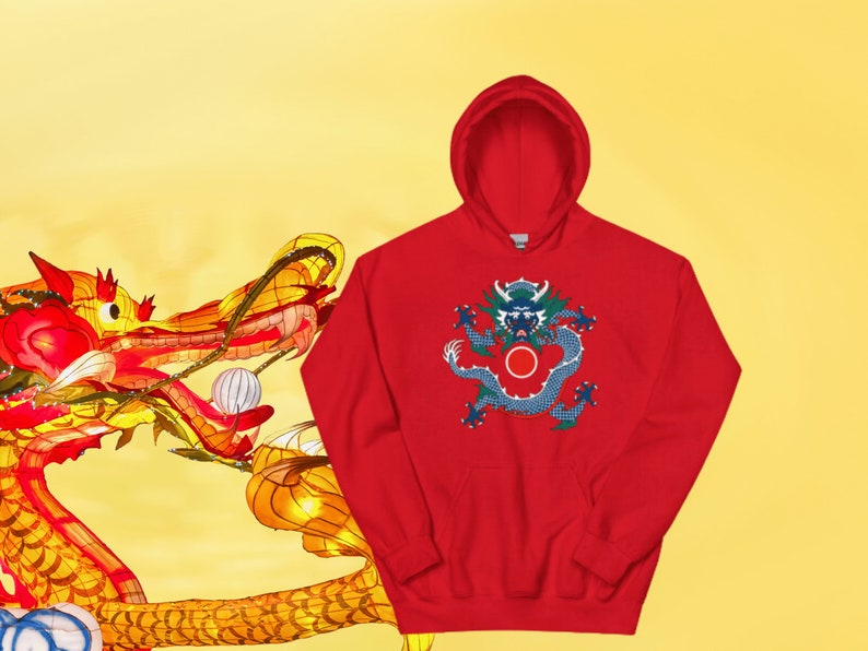 Year Of The Dragon Hoodie, Sweatshirt Hoody Chinese New Year 2024 Lunar New Year Chinese Zodiac Red Black China Dragons Spyro Happy t-shirt image 1