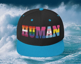 Human Pride Flag Snapback Hat, LGBT Cap Gay Pride Flag Bisexual Lesbian T-Shirts Rainbow Flag Queer Rights LGBTQ Shirt Awareness Civil Top