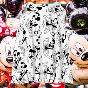 Steamboat Willie Skater Skirt, Willy vintage retro dress hoodie magical mouse 1928 animation nautical Adult Walt 100 Years Dresses Mickey image 1