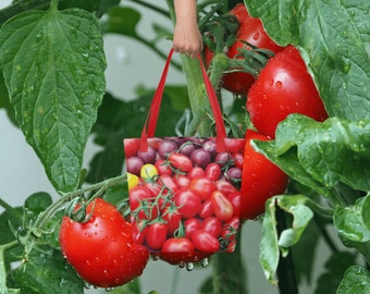 Tomatoes Tote Bag, Reusable Tomato Aesthetic Market Vegetable Shoulder Shopping Farmers Market Food Organic Vegan Gardening Grow Garden