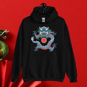 Year Of The Dragon Hoodie, Sweatshirt Hoody Chinese New Year 2024 Lunar New Year Chinese Zodiac Red Black China Dragons Spyro Happy t-shirt image 3