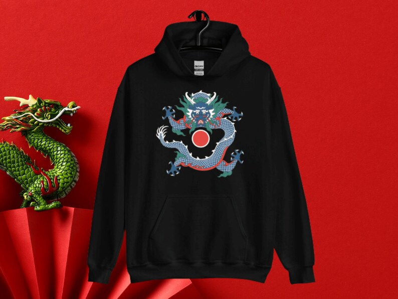 Year Of The Dragon Hoodie, Sweatshirt Hoody Chinese New Year 2024 Lunar New Year Chinese Zodiac Red Black China Dragons Spyro Happy t-shirt image 3