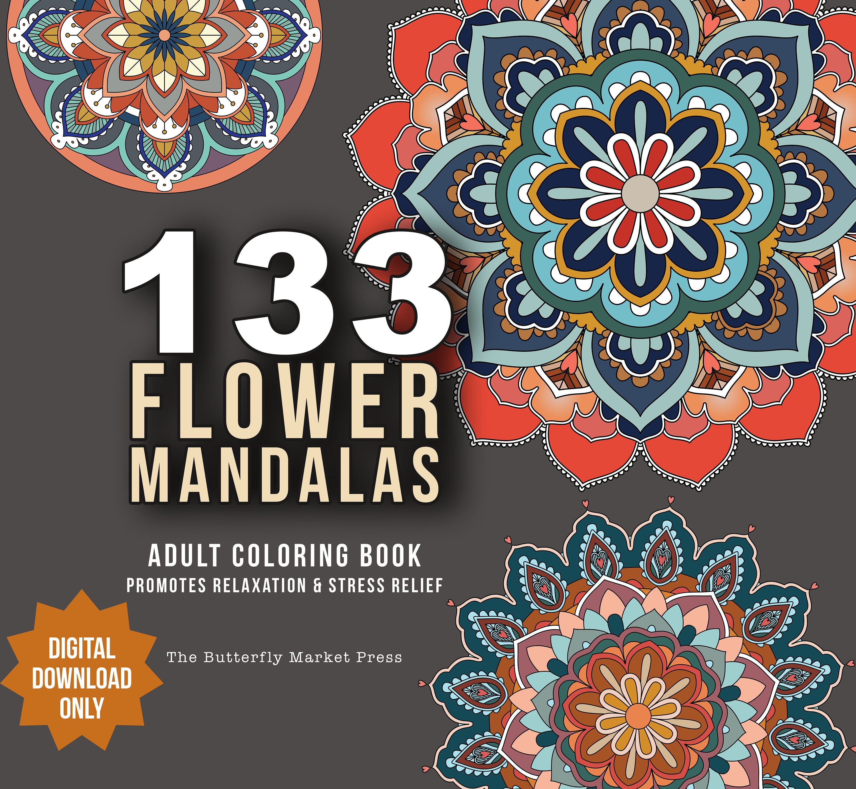 Flower Mandala Coloring Book For Adult: Relaxing Coloring Book for