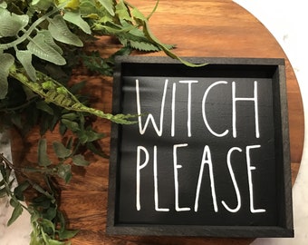 Basic Witch Farmhouse Wood SignRusticStarbucksHalloweenCoffee Bar