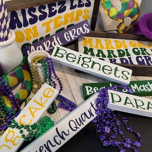 Mardi Gras Word Blocks | Mardi Gras Decor | Mardi Gras Wood Sign | Tiered Tray Decor | Farmhouse Decor | Block Sign | Fat Tuesday |