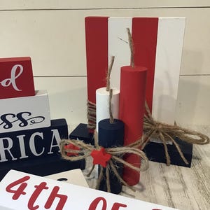 Wooden Firecracker Set | Patriotic 4th of July Tiered Tray Decor