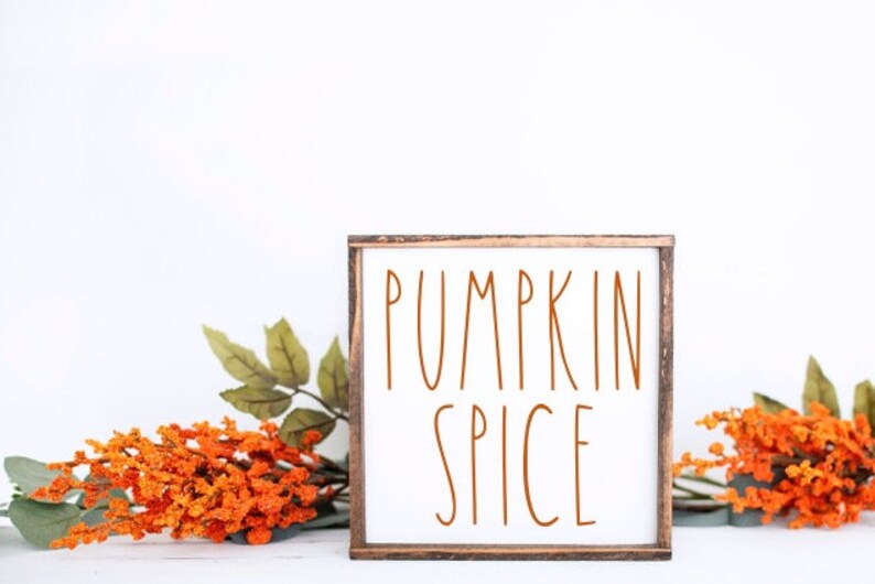 Pumpkin Spice Wood Sign Framed Sign Fall Wood Sign| Sign Tier Tray Tiered Tray Rae Dunn Inspired Fall Thanksgiving Decor