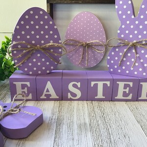 Easter Block Set "EASTER" wood blocks | Easter Tiered Tray| Easter Day decor |Easter sign | Tiered Tray Decor