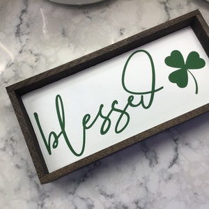 St. Patricks Day Sign | BLESSED Mini Sign | Sign Tier Tray | Tiered Tray | St Patricks Day Decor | Framed Sign | Oblong Framed Sign