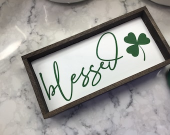 St. Patricks Day Sign | BLESSED Mini Sign | Sign Tier Tray | Tiered Tray | St Patricks Day Decor | Framed Sign | Oblong Framed Sign