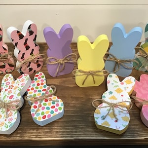 Wood Easter Peep Bunny (PINK EASTER BASKET) | Easter Bunny | Easter Tier Tray | Easter Decor | Bunny Decor | Tiered Tray Decor | Easter |