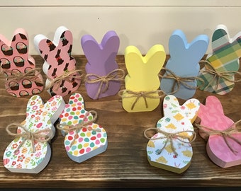 Wood Easter Peep Bunny (PINK EASTER BASKET) | Easter Bunny | Easter Tier Tray | Easter Decor | Bunny Decor | Tiered Tray Decor | Easter |