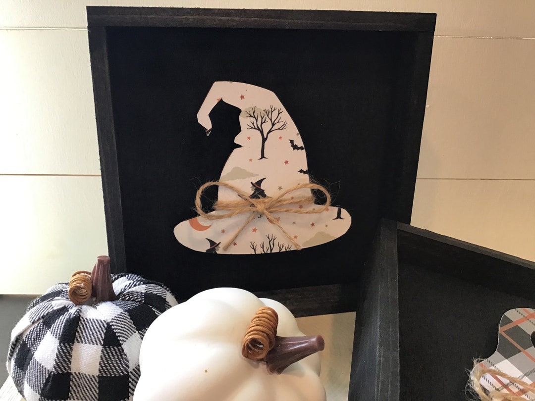 Halloween Wood Sign | Spooky Witch Hat Cut-out | Sign Tier Tray ...
