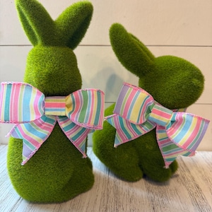 Faux Moss Bunny with Spring Bow | Easter Tiered Tray | Easter Decor | Tiered Tray Decor | Spring Tiered Tray | Spring Decor | Bunny Decor