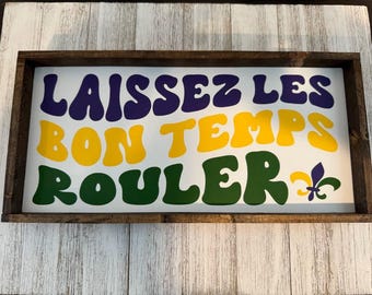 Mardi Gras Sign | "Laissez Les Bon Temps Rouler" | Mardi Gras Decoration | Mardi Gras Tiered Tray | Mardi Gras | Mardi Gras Decor