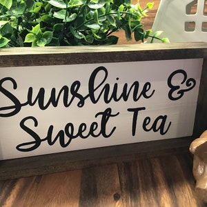 Mini Wood Sign | SUNSHINE & SWEET TEA | Small Sign Tier Tray | Tiered ...
