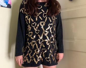 80s kathie lee sweater with gold sequins