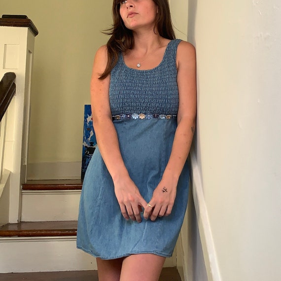 90s y2k vintage no boundaries denim minidress - image 1