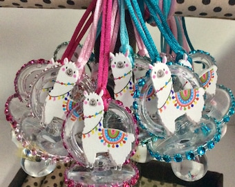 Llama rainbow baby shower/llama baby shower favors/llama baby shower pacifier/llama baby shower necklace game /PCs 10