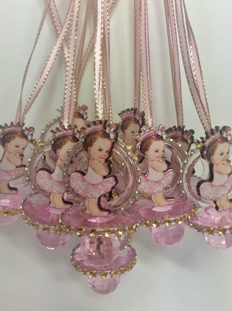 Royal Princess Pink Baby Shower Pacifier Priness Party Necklaces Game Favor Showe9