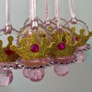 princess crown diamond baby shower pacifier/princess diamond baby shower necklace game/princess crown baby shower favors/princess babyshower