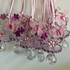 Mariposa púrpura baby shower chupete / mariposa púrpura baby showe favores / mariposa púrpura collar juego / mariposa púrpura baby shower (10 pc