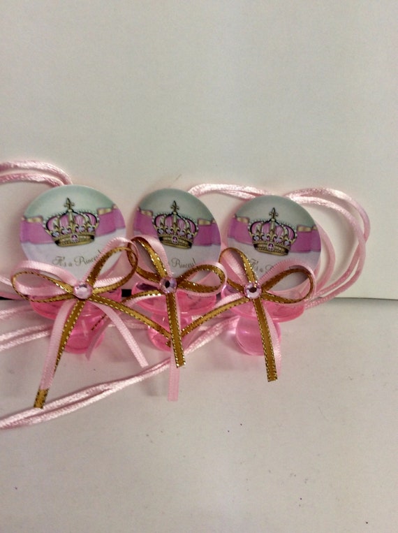 12pcs Princess Baby Shower Bottle Favors Pink /& Gold Crown