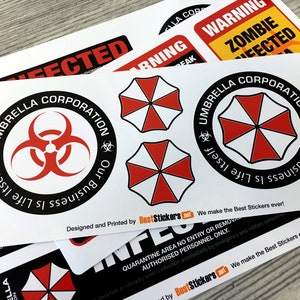 20pc Umbrella Corporation Resident Evil Infected Zombie vinyl stickers decal