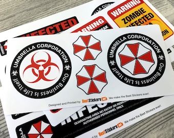 20 pegatinas de vinilo de Umbrella Corporation de Resident Evil Infected Zombie