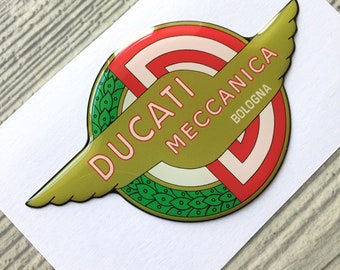 Ducati Meccanica Bologna 3D epoxy resin domed emblem decal sticker